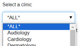 Clinic Drop-Down Filter